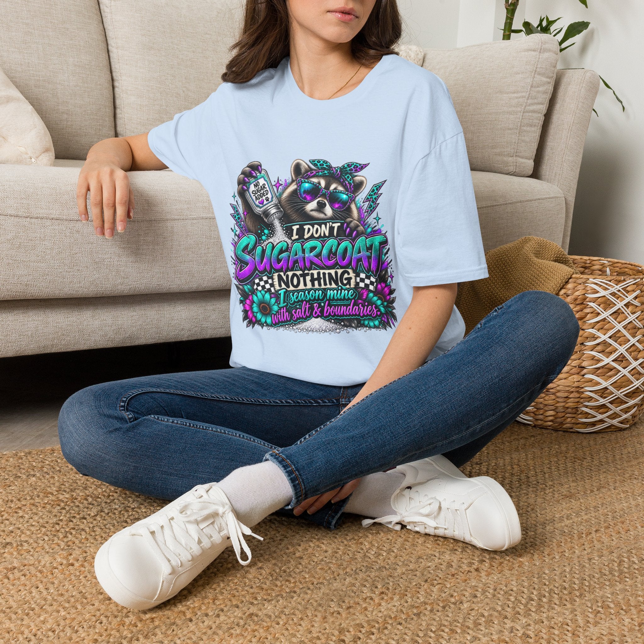 I Don’t Sugarcoat T-Shirt — Sassy Raccoon Graphic Tee