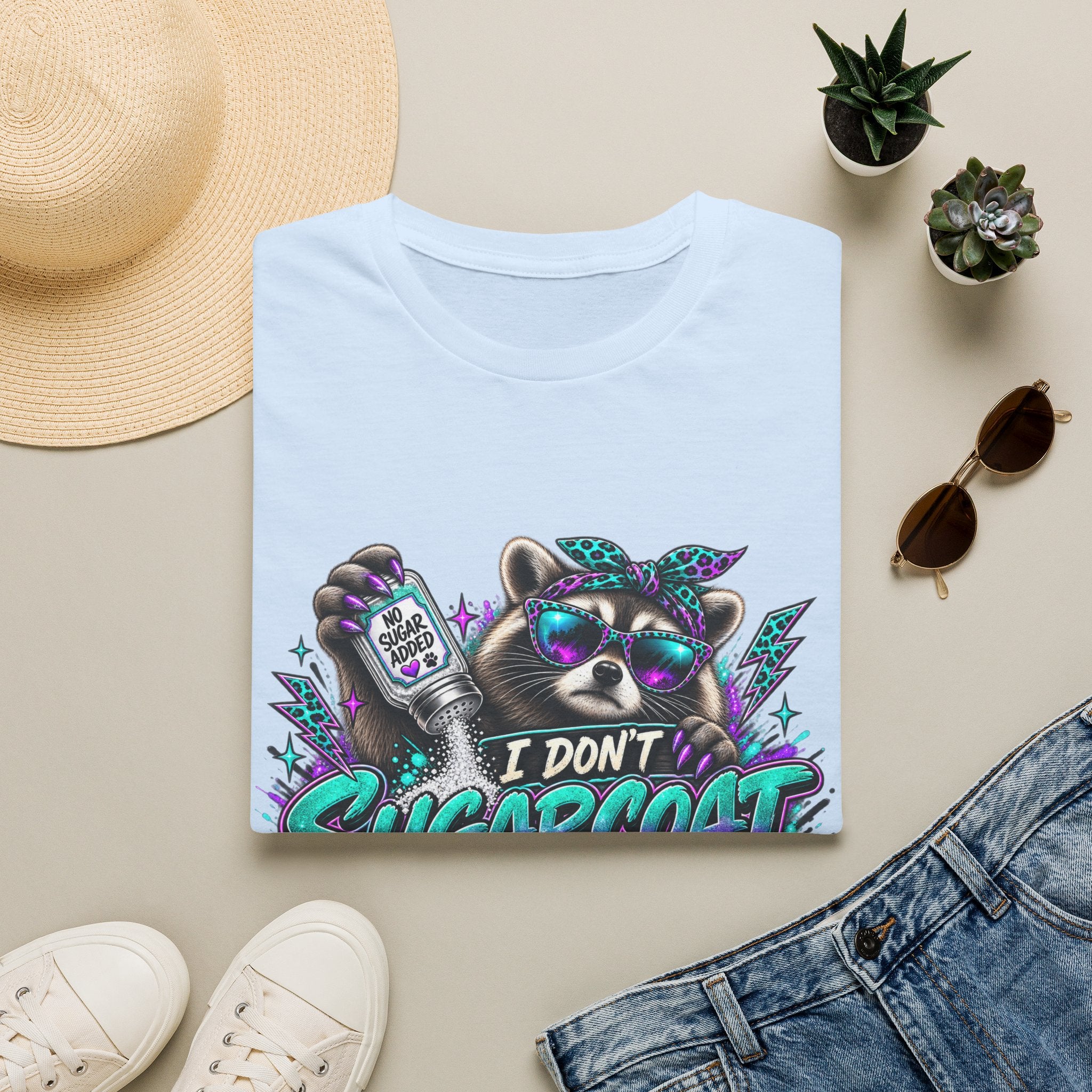 I Don’t Sugarcoat T-Shirt — Sassy Raccoon Graphic Tee
