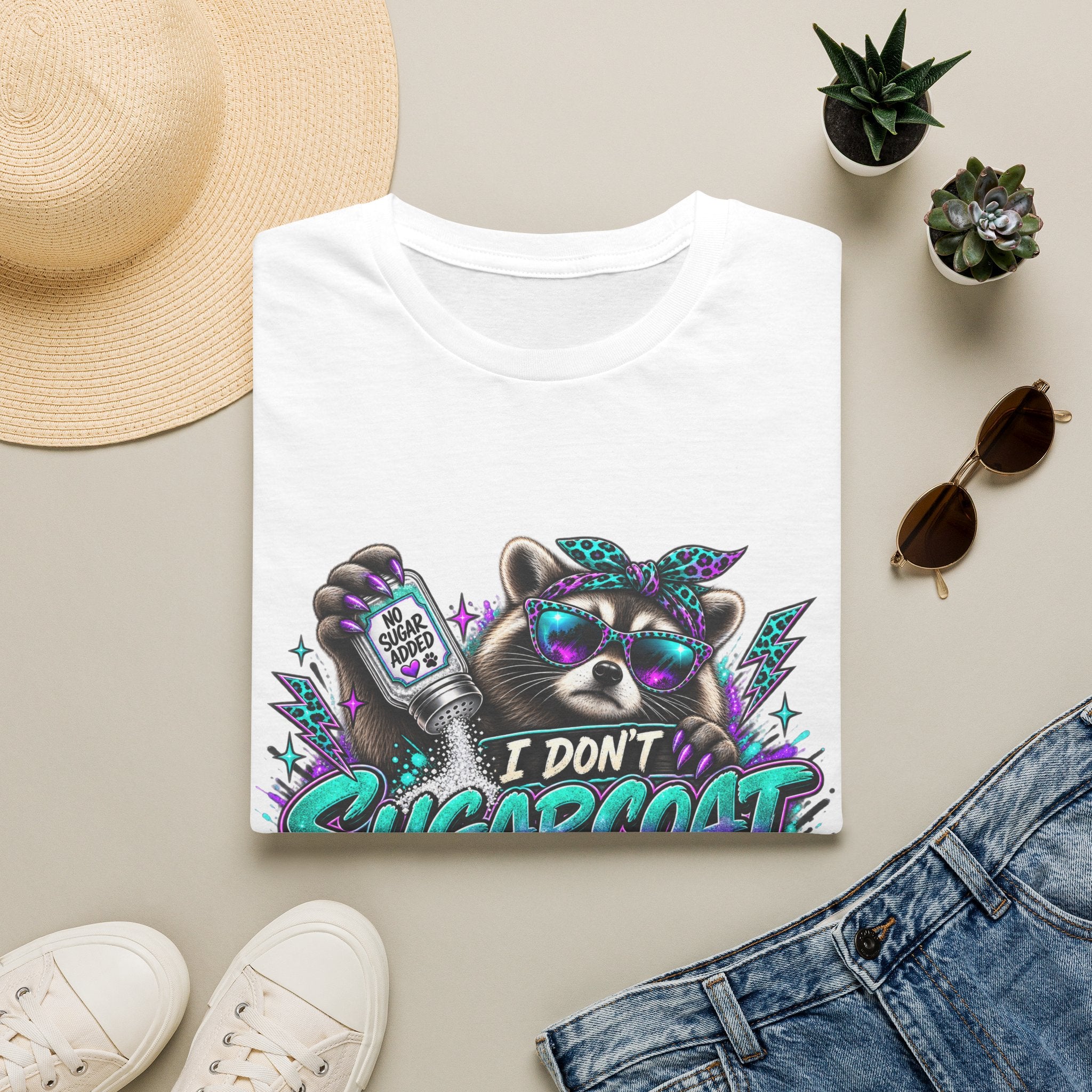 I Don’t Sugarcoat T-Shirt — Sassy Raccoon Graphic Tee