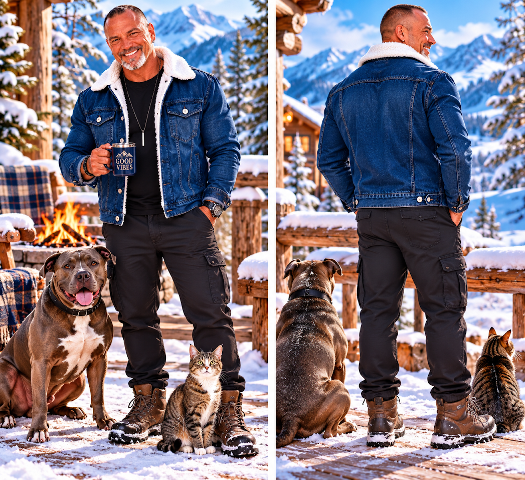 Men's Full Size Sherpa-Lined Denim Jacket Plus Size