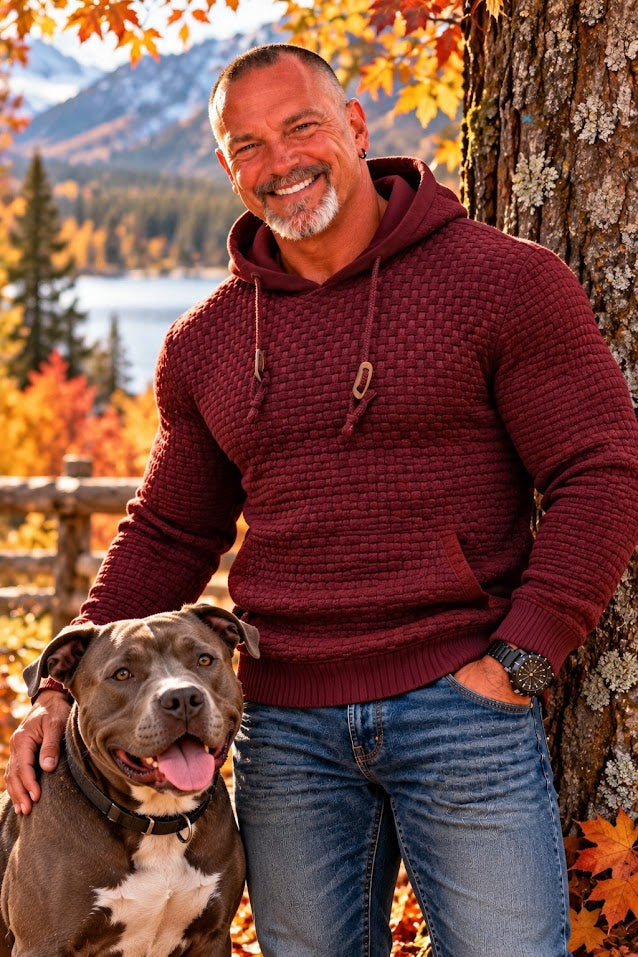 Men's Full Size Textured Knit Hooded Sweater Plus Size