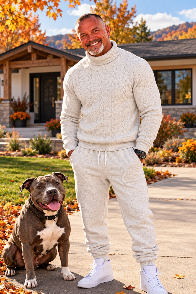 Men's Full Size Cable Knit Mock Neck Sweater and Joggers Set Plus Size